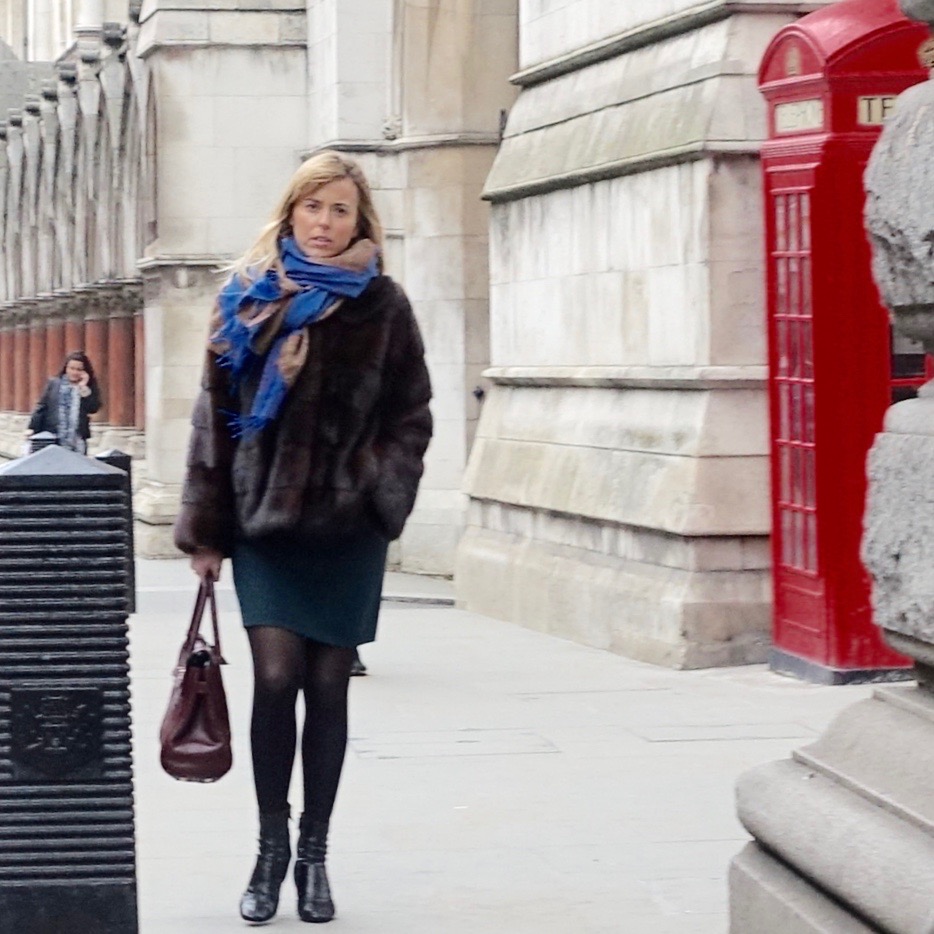 London Street Style: Black Tights And a Short Skirt 