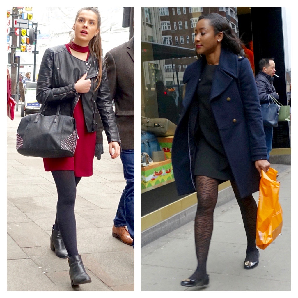 London Street Style: Black Tights And a Short Skirt 