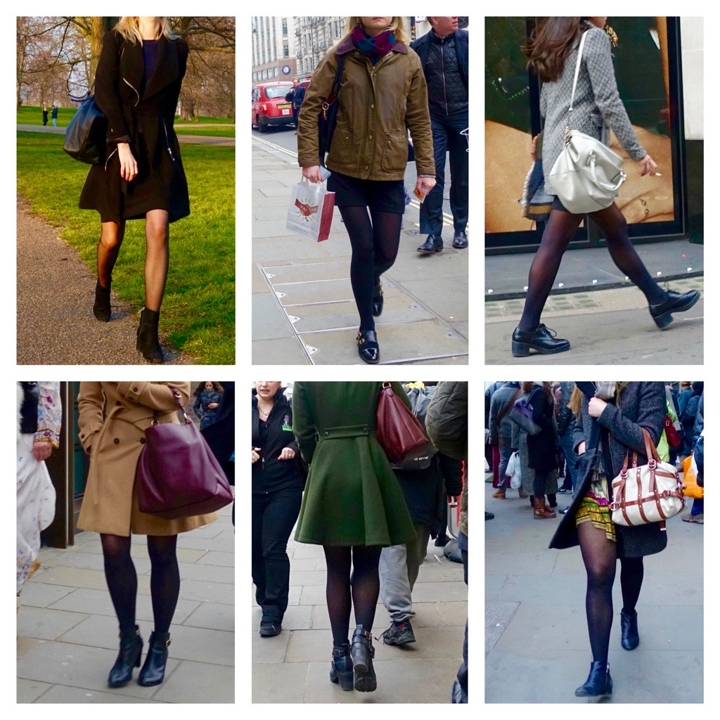 London Street Style Black Tights And a Short Skirt theSTYLEtti