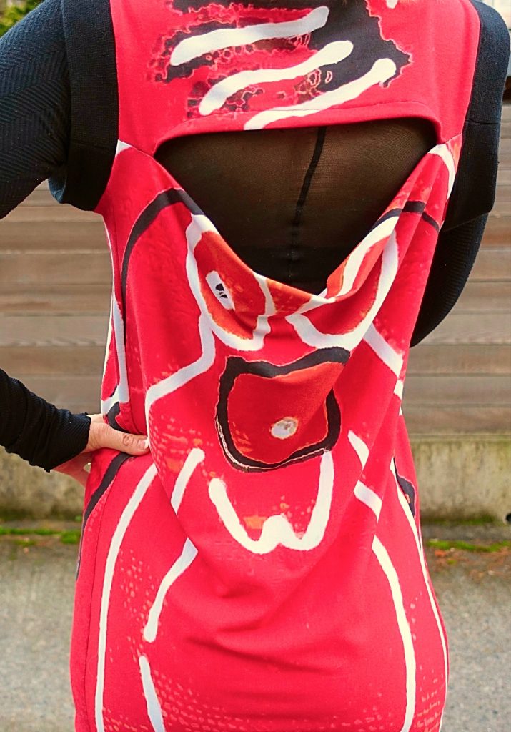 Back of Emily Payne Leather Tongue dress