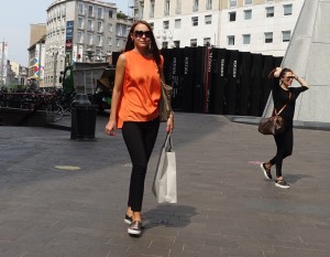 Thick- and white-soled shoes