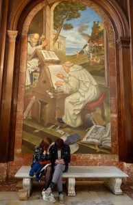 New York Public Library mural, texting
