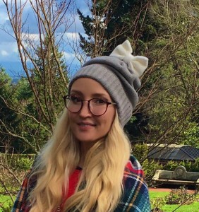 Liliya Anisimova in a Kate Spade beanie