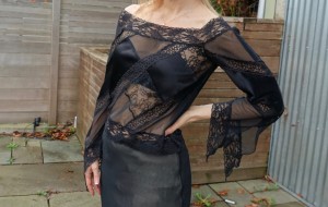 Black bra with sheer black top