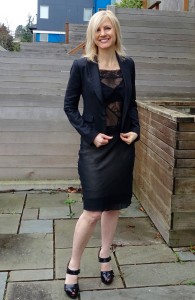 Black bra with sheer black top