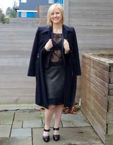Black bra with sheer black top