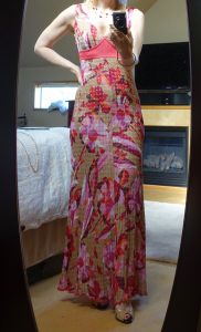 Missoni maxi dress in front of mirror