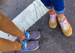 Matching Saucony sneakers