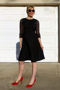 Black on top, red shoes