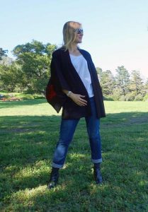 Kimono with white tee and jeans
