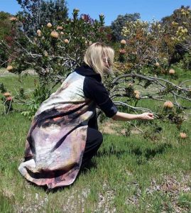 Emily Payne dress coat in the arboretum