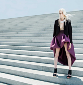 LAYANA AGUILAR High Low Neoprene Skirt in purple
