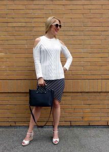 Layering with a cold-shoulder sweater