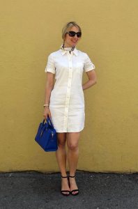 White linen shirt dress