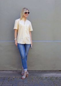 Styling my husband's shirt - on me.