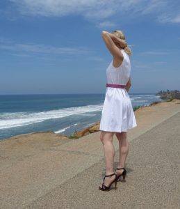 White dress on the San Diego coast