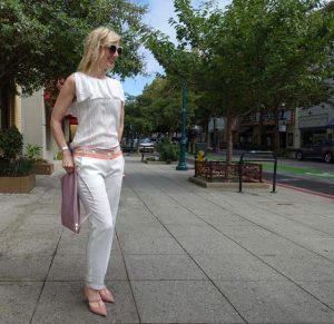 White pants on a curvy bottom