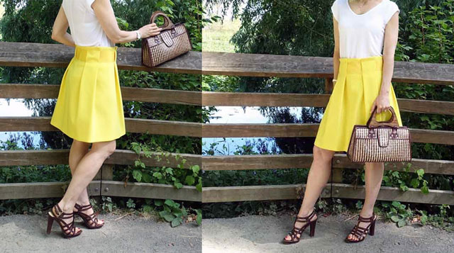 Yellow skirt: major pop of color