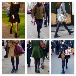 London: black tights, short skirt